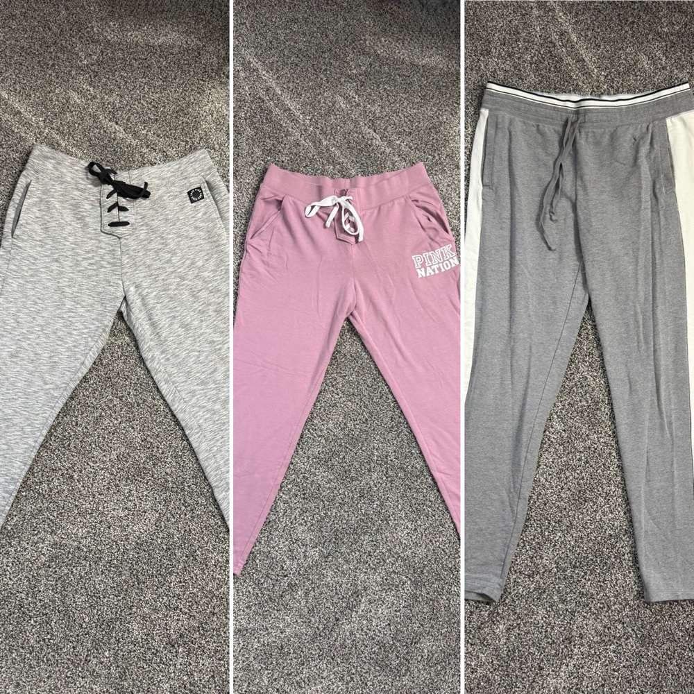 PINK Victoria's Secret 3 pack of  Sweatpants Joggers ~ Grays & Mauve
